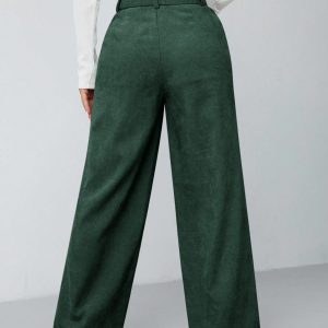 Women's Solid Color Button Front Pocket Casual Pants For Daily Wear