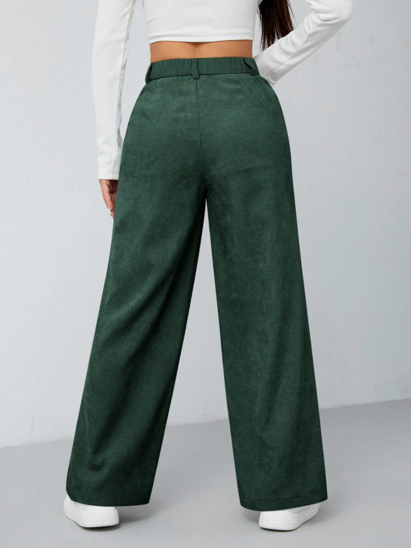 Women's Solid Color Button Front Pocket Casual Pants For Daily Wear