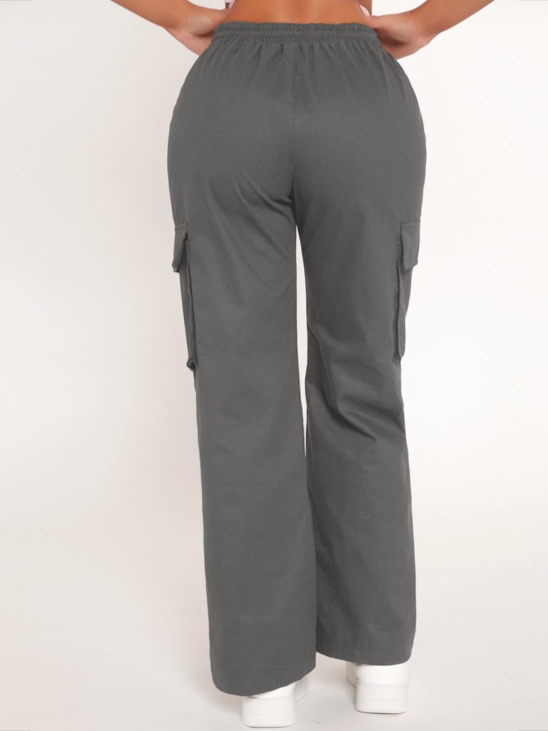 Drawstring Waist Flap Pocket Cargo Spring Pants