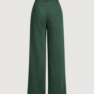 Women's Solid Color Button Front Pocket Casual Pants For Daily Wear