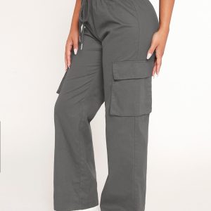 Drawstring Waist Flap Pocket Cargo Spring Pants
