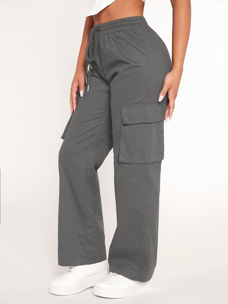Drawstring Waist Flap Pocket Cargo Spring Pants