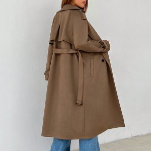 Brown Woven Women's Windbreaker Jacket Suitable For Autumn And Winter