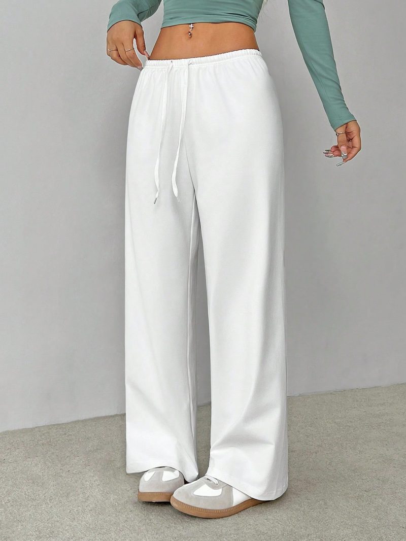 Soft White Knitted Home Pants, Loose Pant