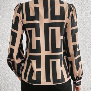 Long Sleeve Allover Print Casual Shirt With Shirt Collar