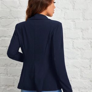 Autumn And Winter Wear Suitable For Commuting. Green Fruit Collar Single-Button Black Suit Jacket