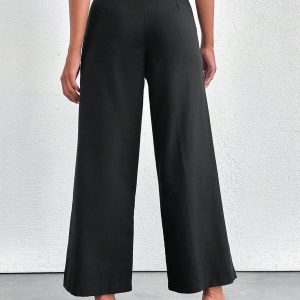 Women Pearl Belt Pleated Pants