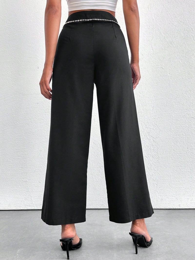 Women Pearl Belt Pleated Pants