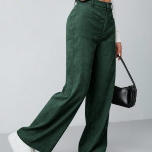 Women's Solid Color Button Front Pocket Casual Pants For Daily Wear
