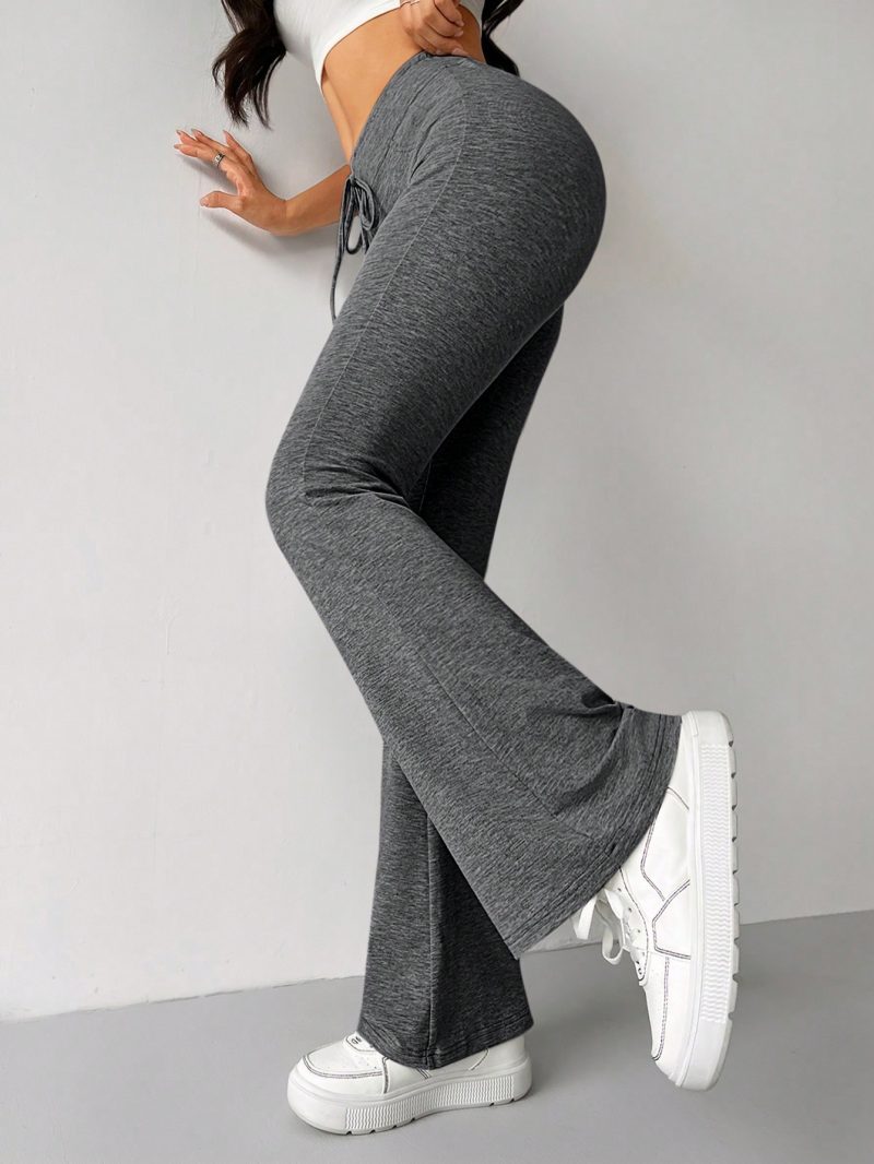 Retro Style Tie Waist Flare Leg Sweatpants