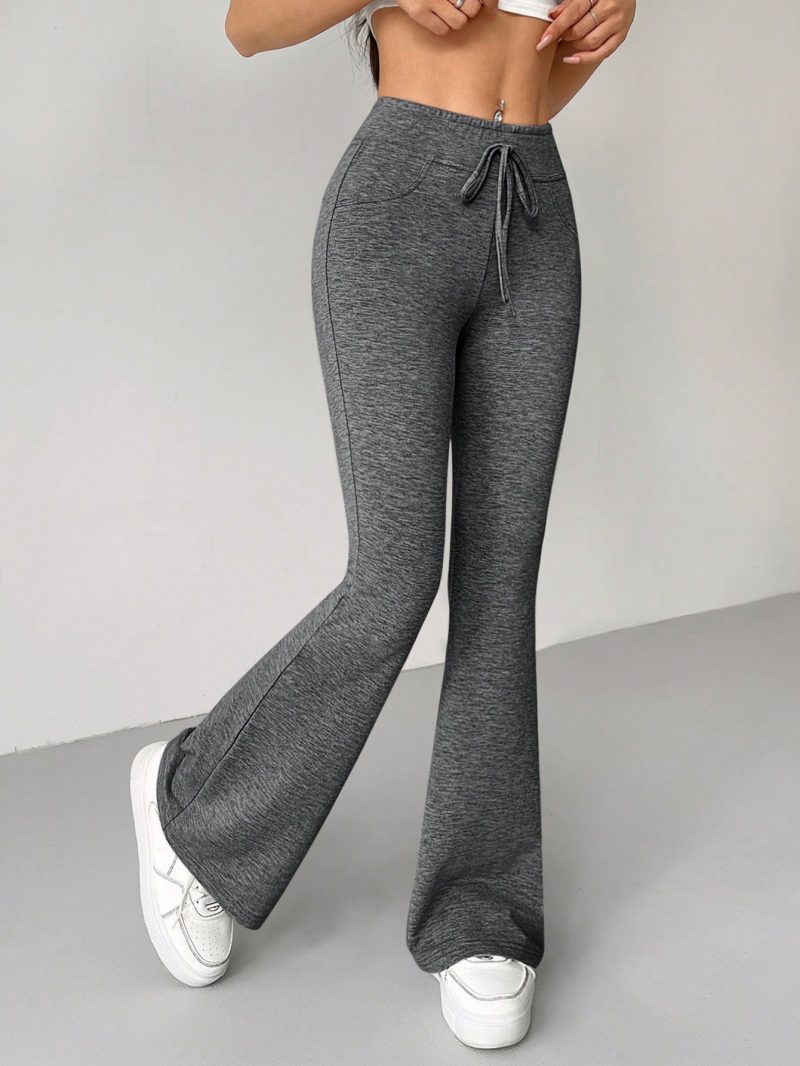 Retro Style Tie Waist Flare Leg Sweatpants