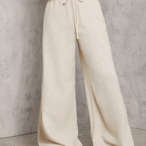 Apricot Woven Women's Wide-Leg Casual Trousers