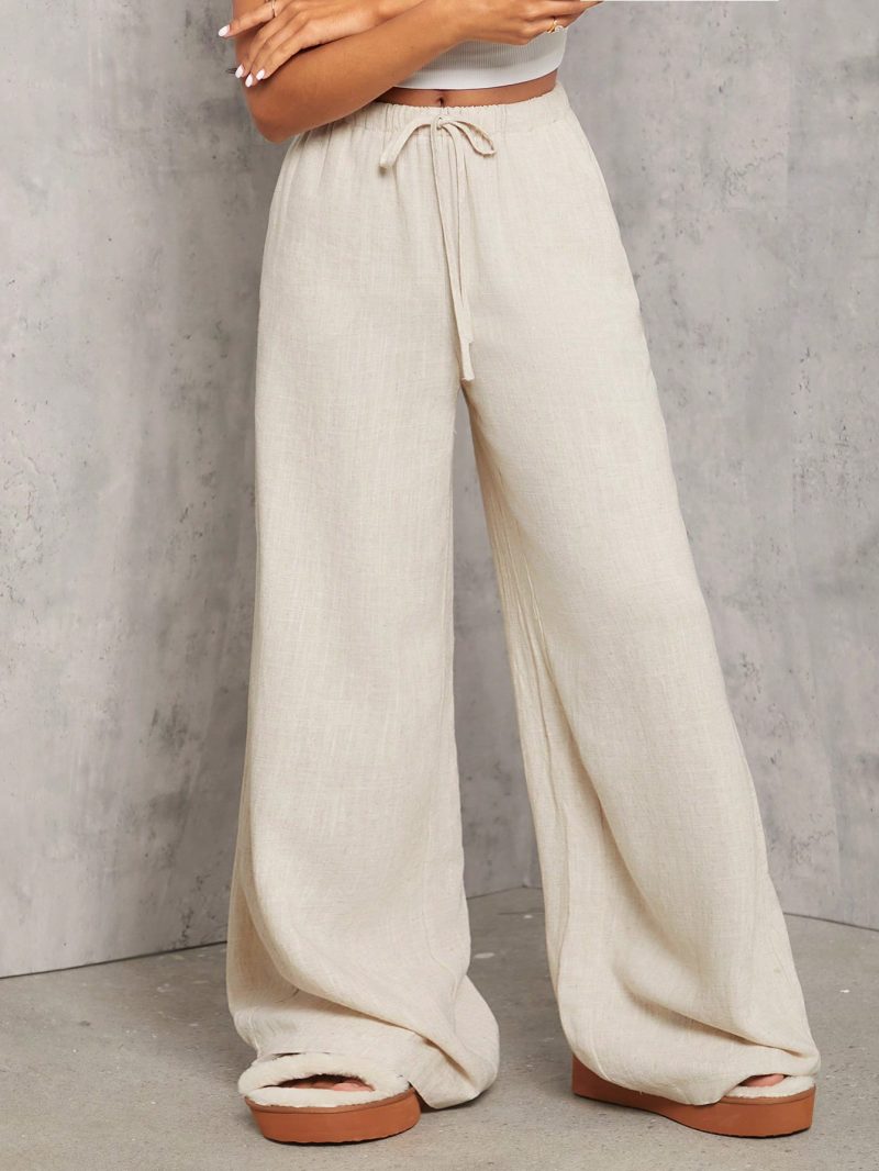 Apricot Woven Women's Wide-Leg Casual Trousers