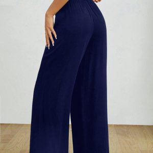 Drawstring Waist Solid Summer Pants