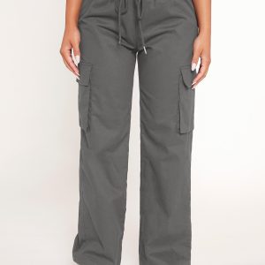 Drawstring Waist Flap Pocket Cargo Spring Pants