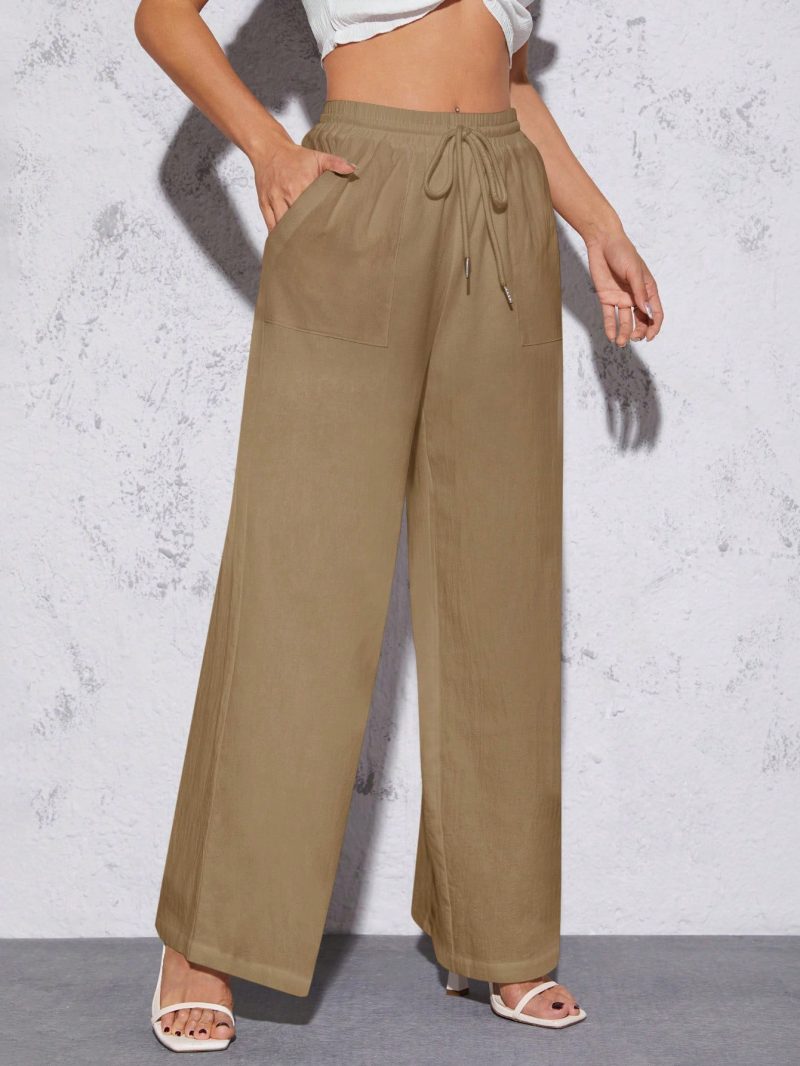 Women's Solid Color Simple Daily Style Belted Long Pants