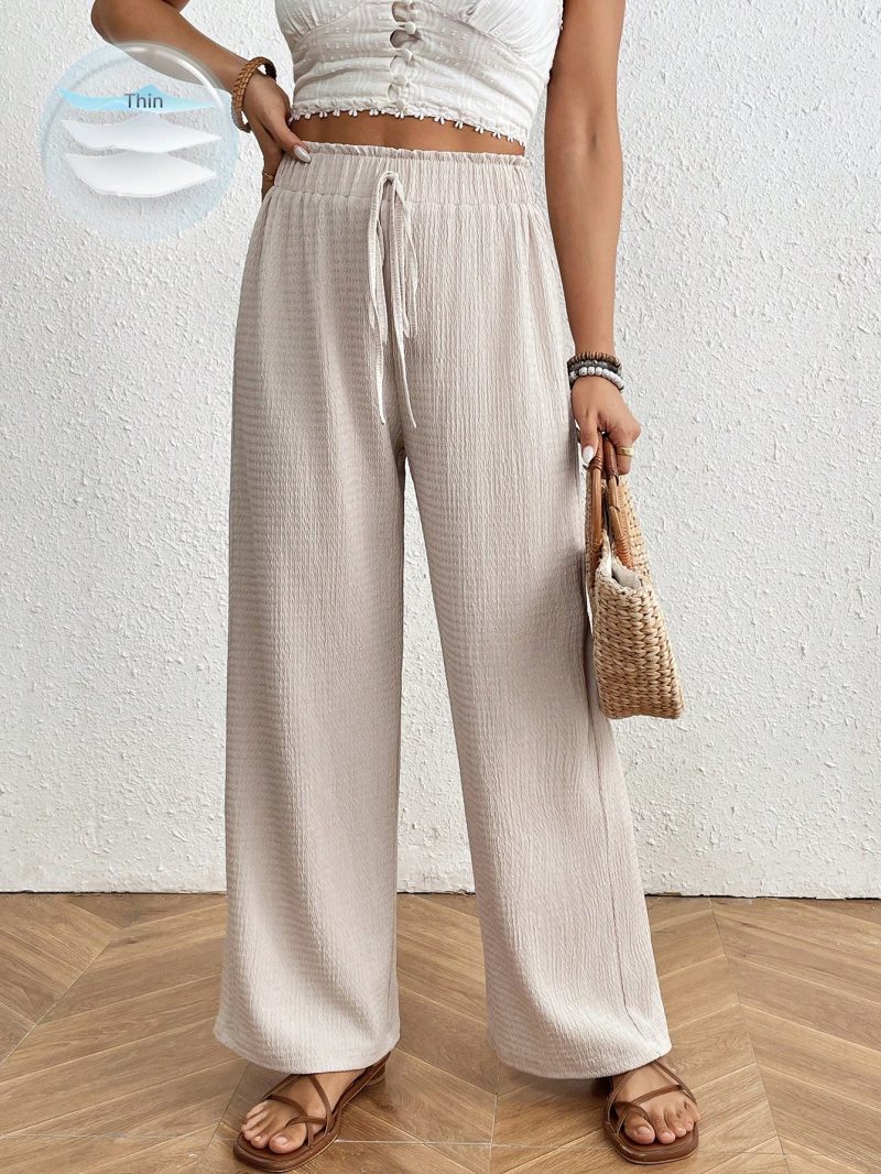 Women's Solid Color Casual Elastic Waist Flowy Pants