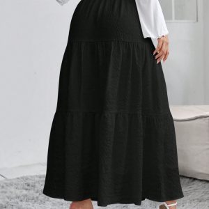 Women's Solid Color Ruffled Hem Casual Skirt