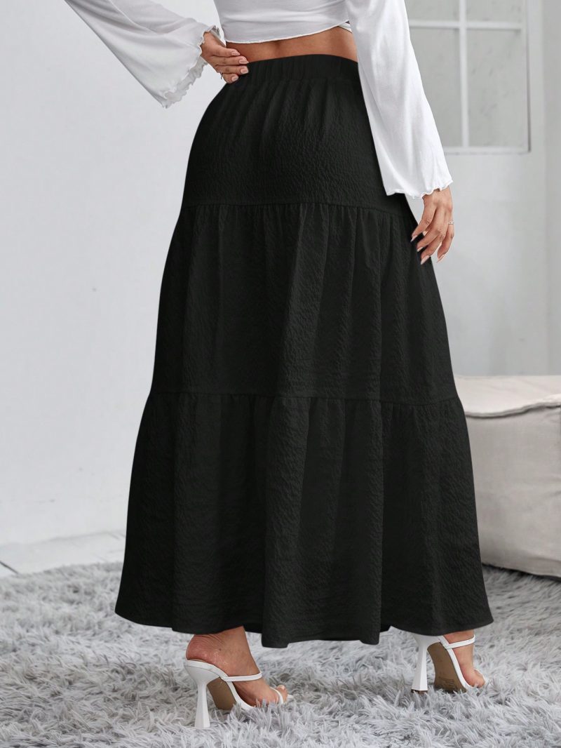 Women's Solid Color Ruffled Hem Casual Skirt