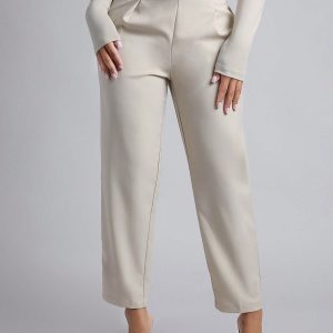 Spring Women Outfit Belted Straight Leg Pants