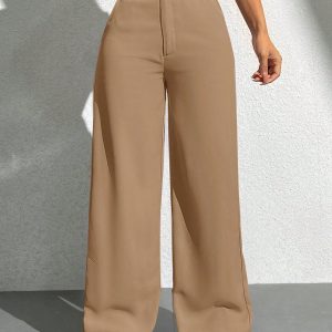 Women's Solid Color Pocket Wide Leg Loose Casual Pants