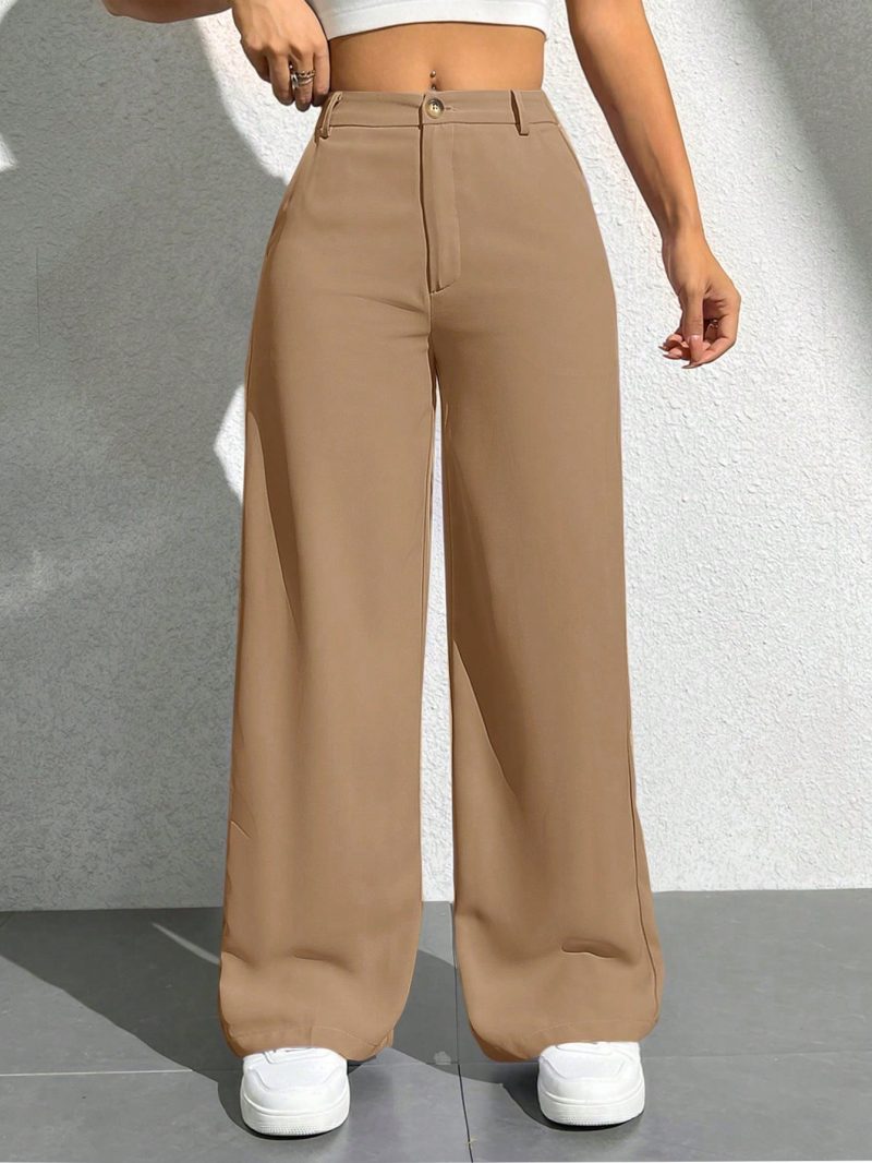 Women's Solid Color Pocket Wide Leg Loose Casual Pants