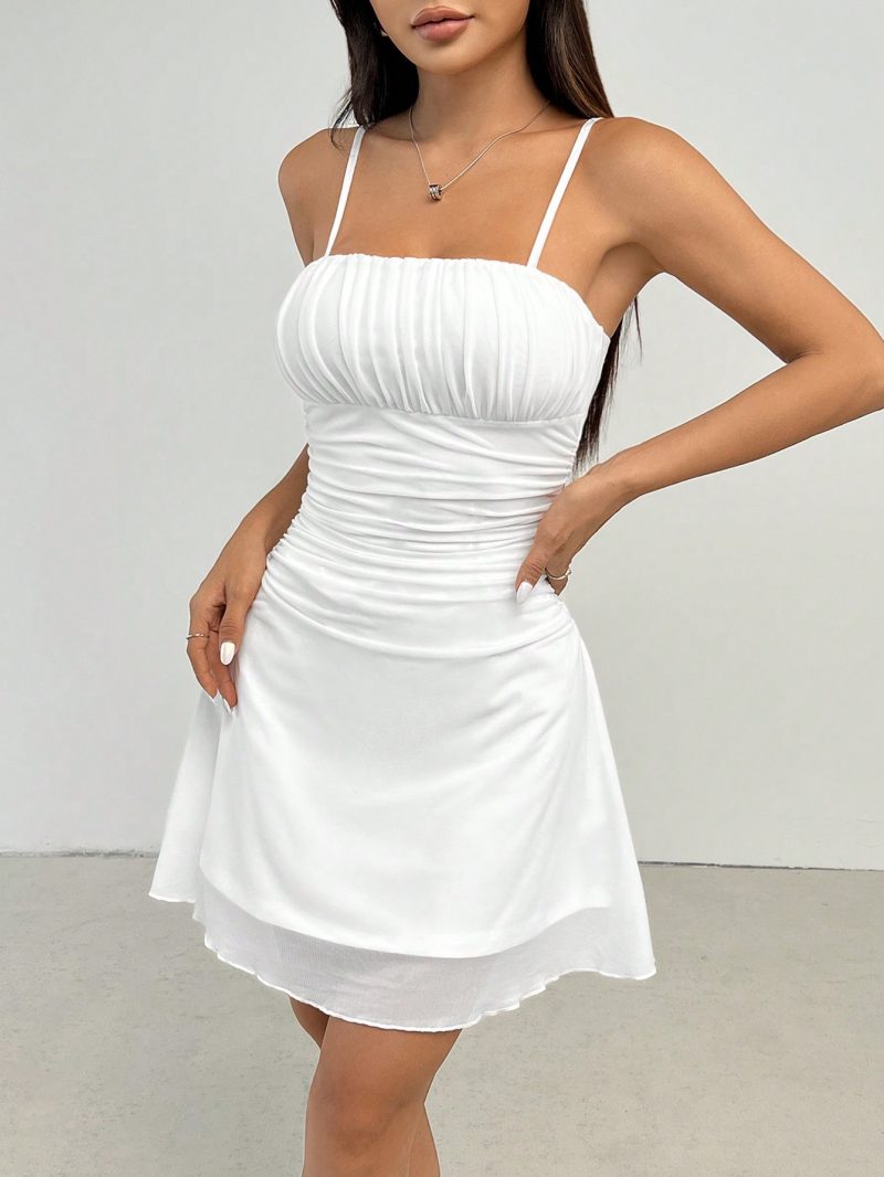 White Mesh Halterneck Summer Vacation Dress