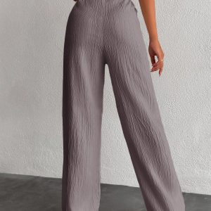 Women's Solid Color Long Waist Drawstring Pants