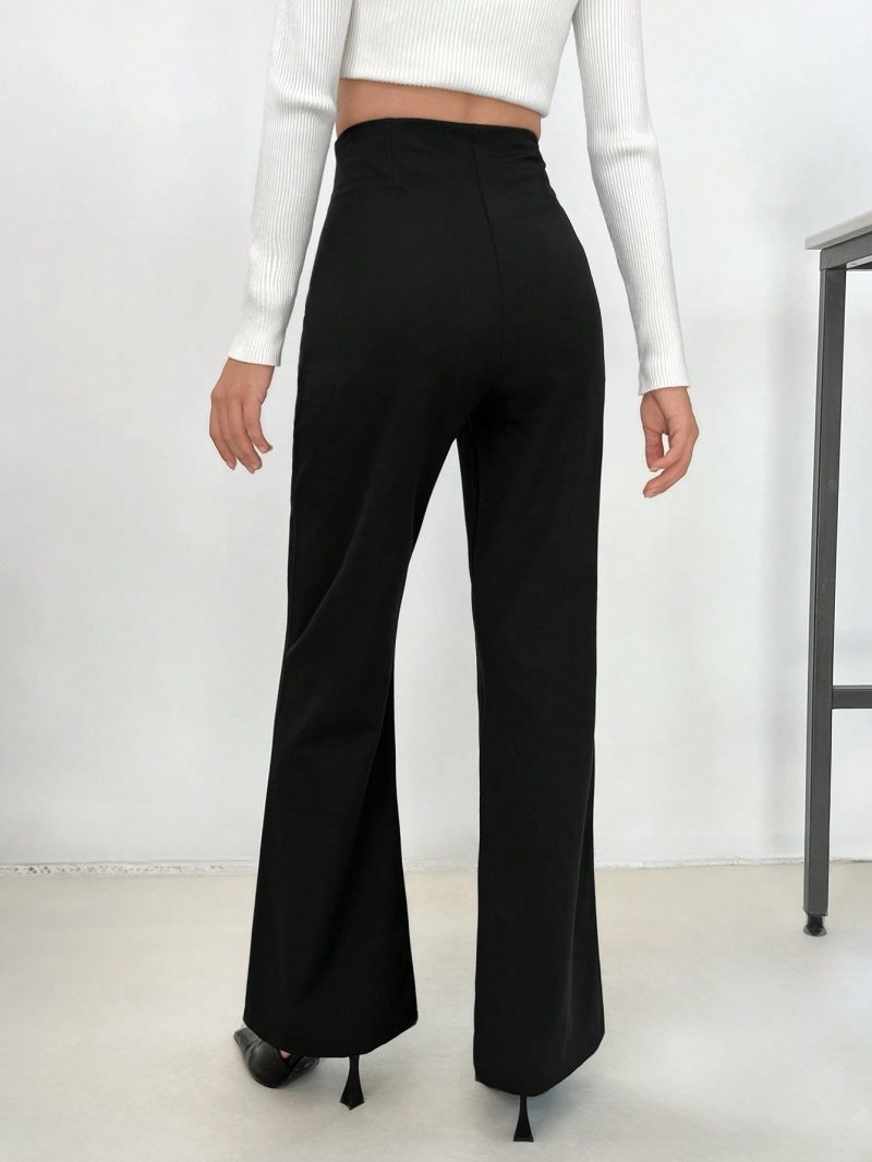 Women's Double Breasted Button Decoration Flared Pants
