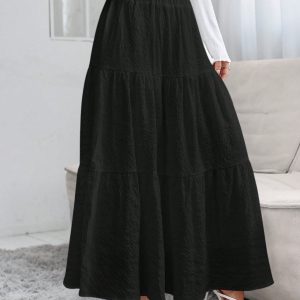 Women's Solid Color Ruffled Hem Casual Skirt