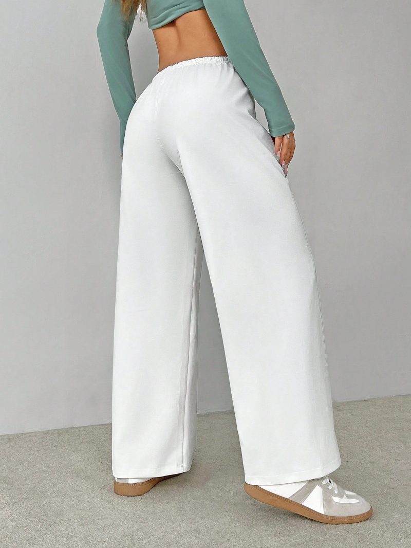 Soft White Knitted Home Pants, Loose Pant
