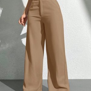 Women's Solid Color Pocket Wide Leg Loose Casual Pants