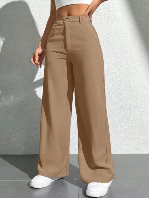 Women's Solid Color Pocket Wide Leg Loose Casual Pants
