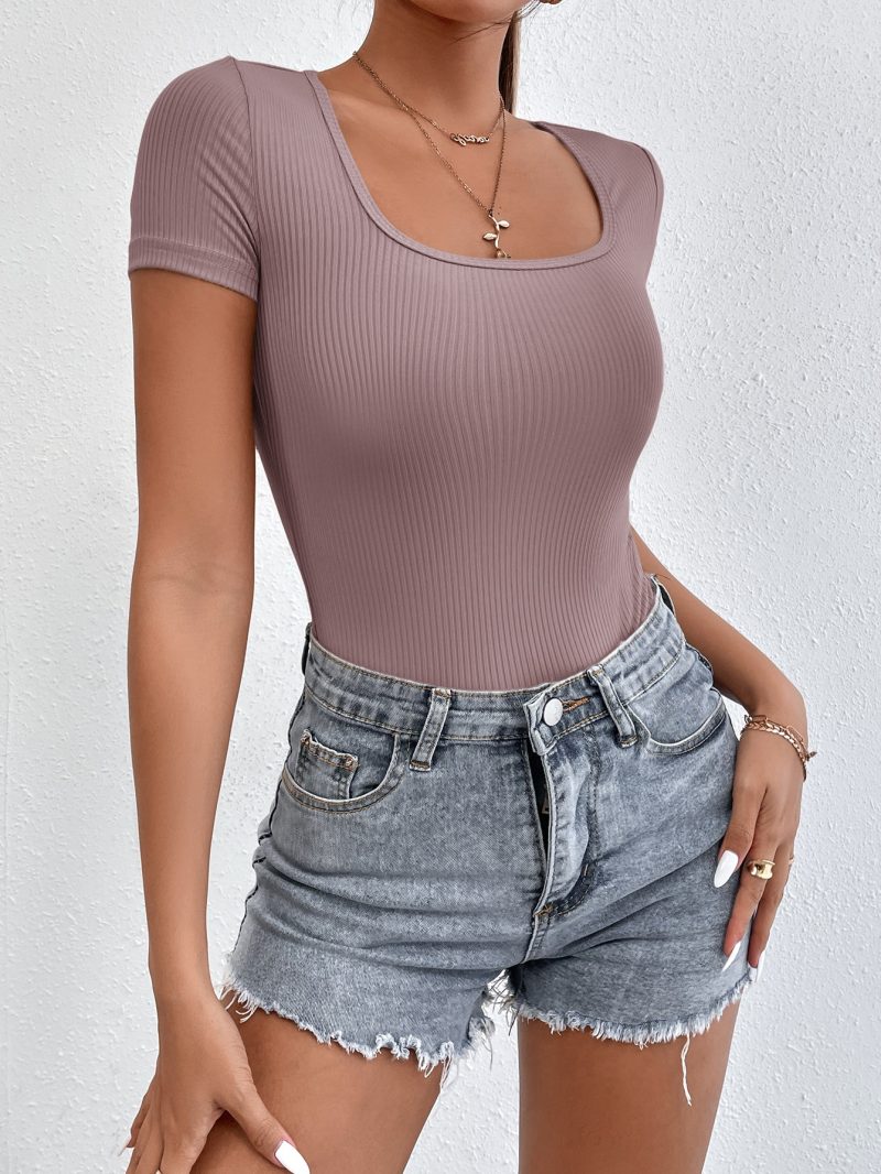 Rib-knit Scoop Neck Bodysuit