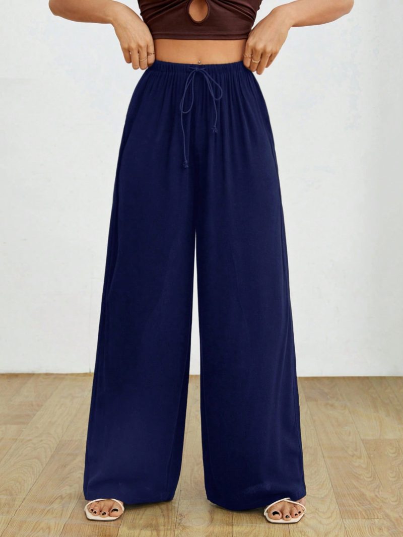 Drawstring Waist Solid Summer Pants
