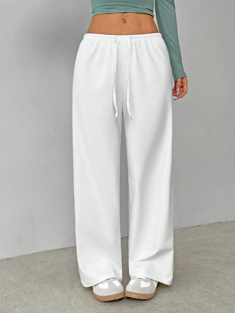 Soft White Knitted Home Pants, Loose Pant