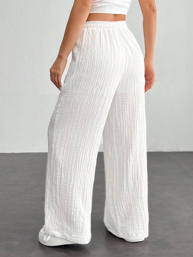 Women's Solid Color Front Tie Pleated Casual Pants, Simple And Versatile