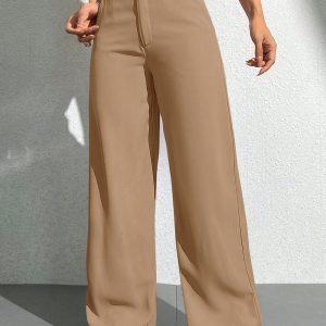 Women's Solid Color Pocket Wide Leg Loose Casual Pants