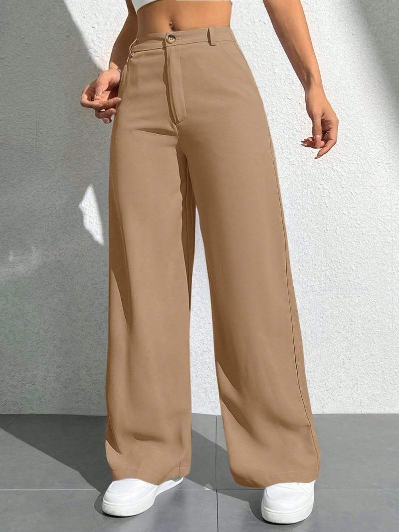Women's Solid Color Pocket Wide Leg Loose Casual Pants