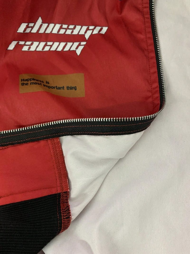 Letter Print Contrast Color Drop Shoulder Bomber Jacket