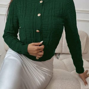 Women's Solid Color Button Front Long Sleeve Casual Blouse