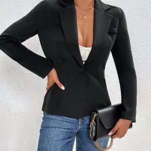 Lapel Neck Open Front Blazer
