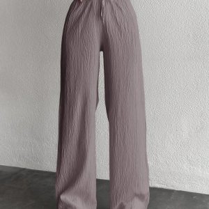 Women's Solid Color Long Waist Drawstring Pants