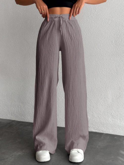 Women's Solid Color Long Waist Drawstring Pants
