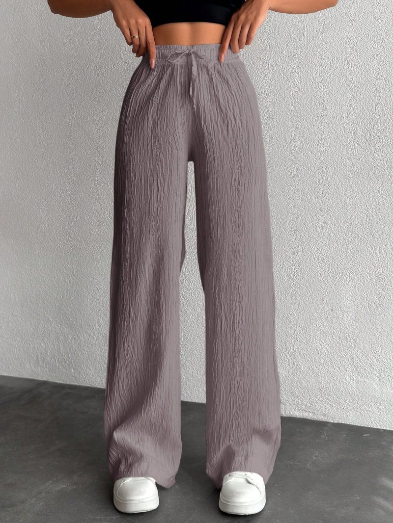 Women's Solid Color Long Waist Drawstring Pants