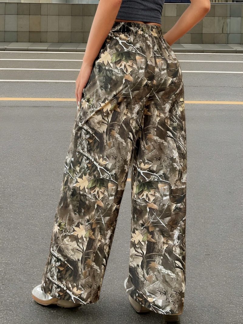 Fashionable Street Trend Camouflage Printed Low Waist Woven Women's Wide Leg Trousers