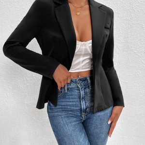 Lapel Neck Open Front Blazer