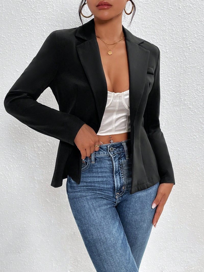 Lapel Neck Open Front Blazer