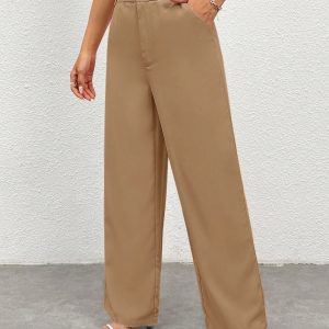 Women's Solid Color Pocket Wide Leg Loose Casual Pants