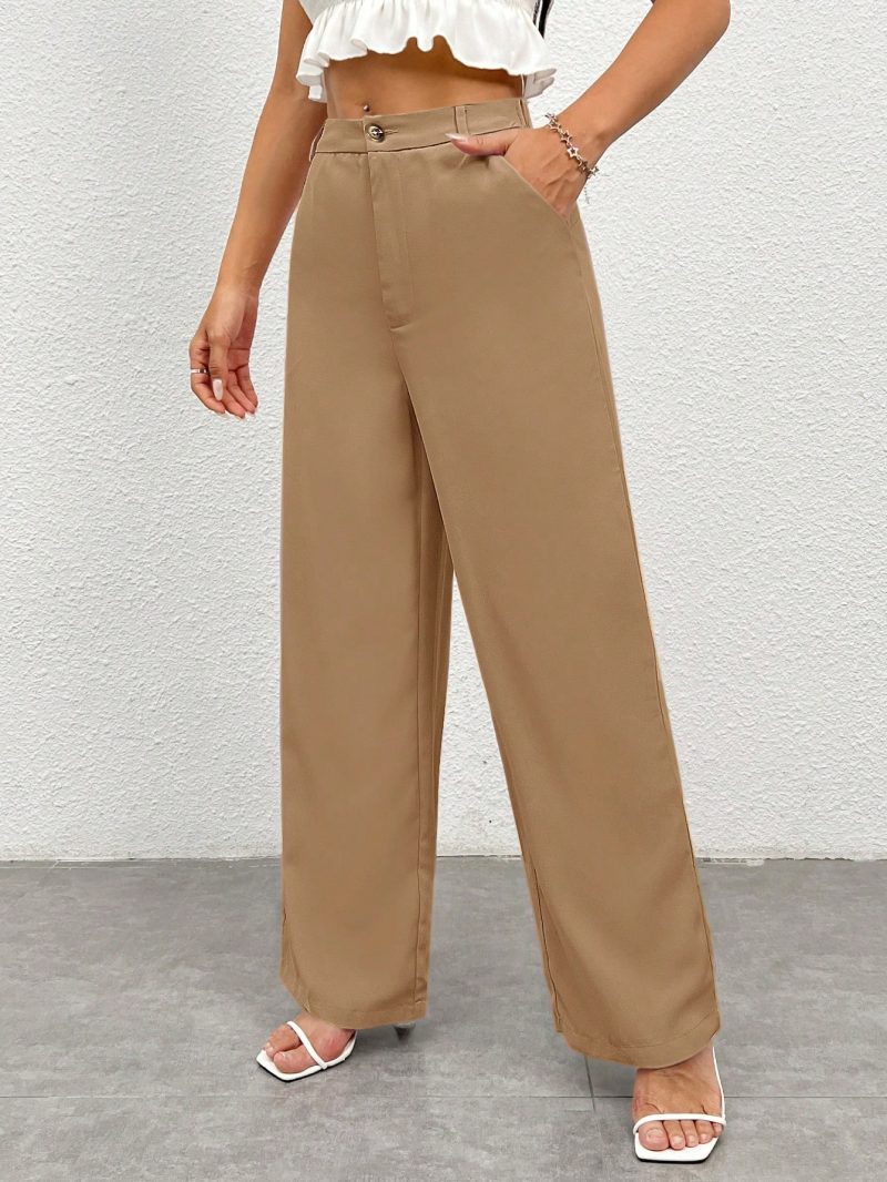 Women's Solid Color Pocket Wide Leg Loose Casual Pants